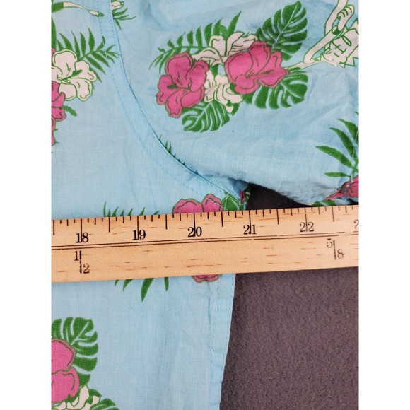 Rick and Morty Hawaiian Shirt Mens M Blue Floral Print Short Sleeve Button - Picture 5 of 8